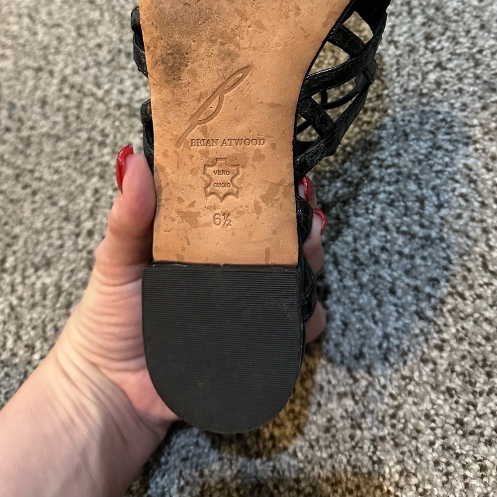 BRIAN ATWOOD Size 6.5 Black Gladiator Agustina Snake Sandals Studs Spikes R $220 - Picture 7 of 9